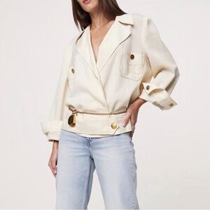 Vintage 90s CHANEL Boutique  Linen Cargo Wrap Jacket